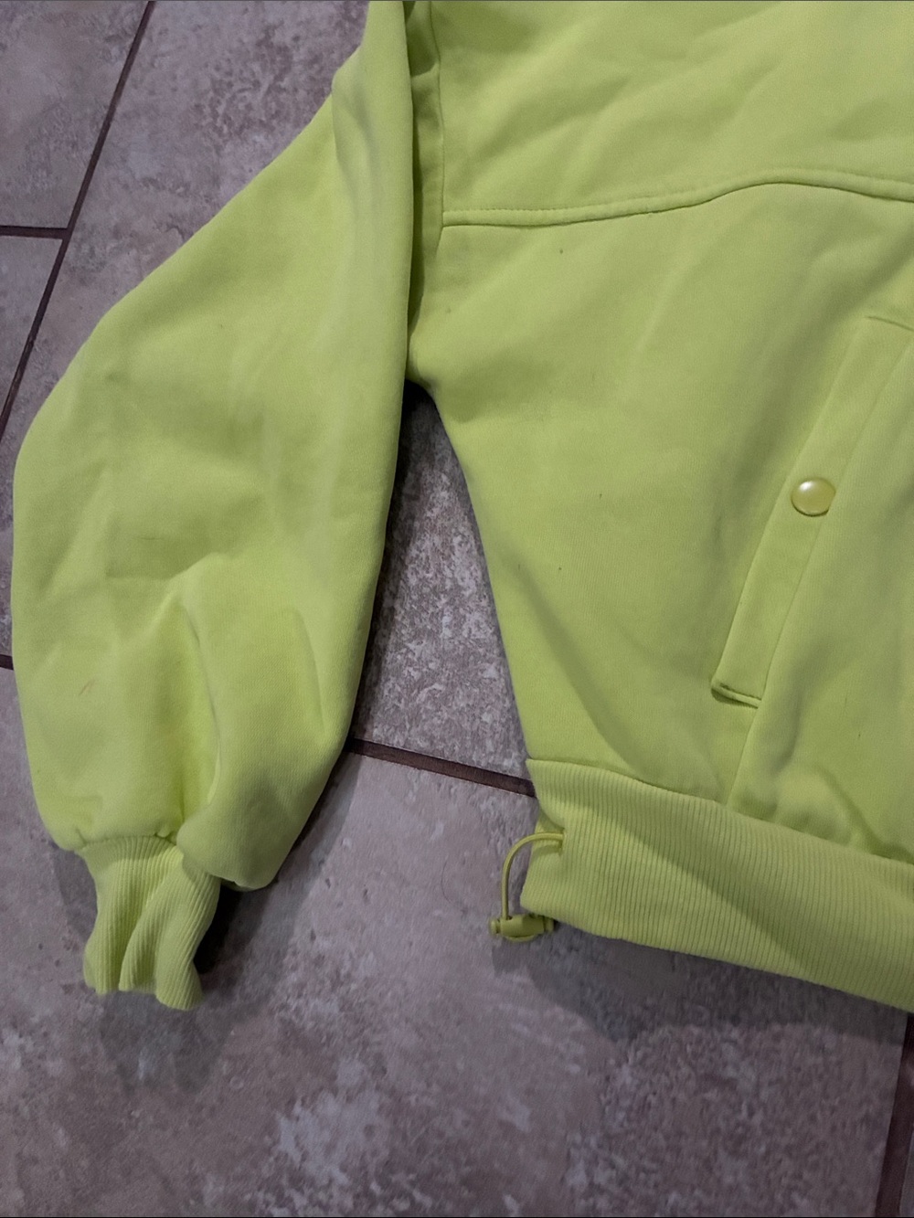 Neon Lime Cropped Half-Zip Hoodie - Picture 7 of 8